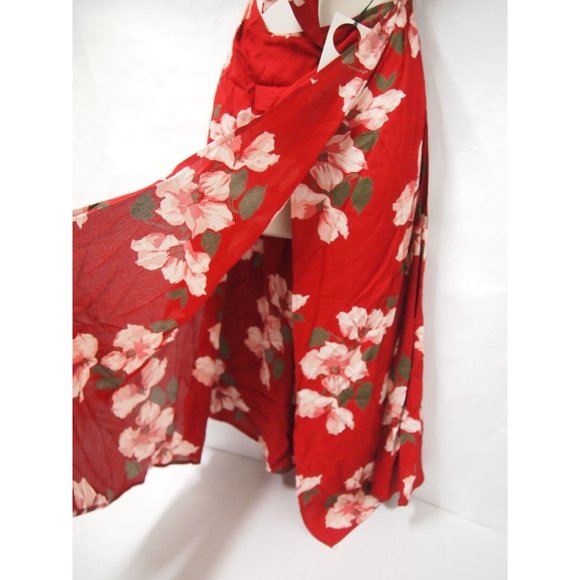 NWT Privacy Please Womens Allard Dress S Red Floral Tie Front Cut Out Midi - Picture 7 of 10